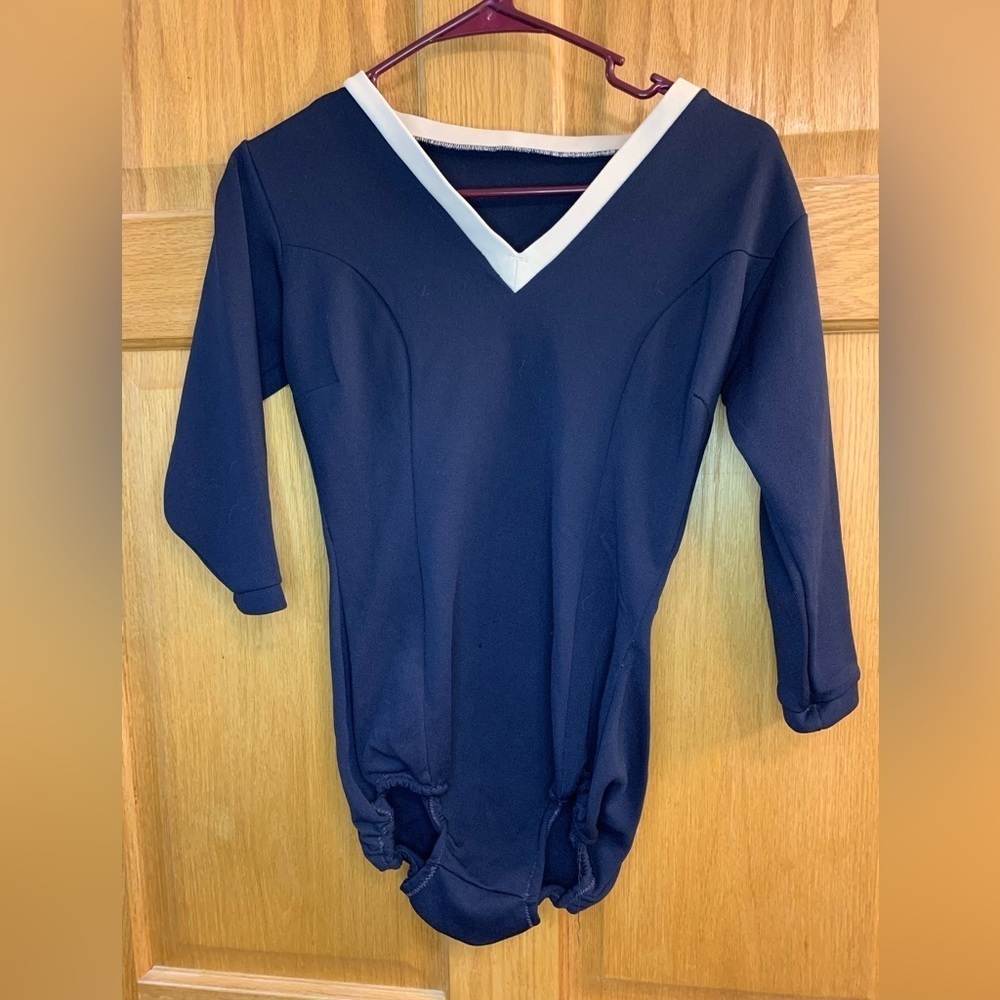 Vintage 1PC Nautical 1960s Navy & White Trim Swimsuit Kato Supplies Mankato Minn